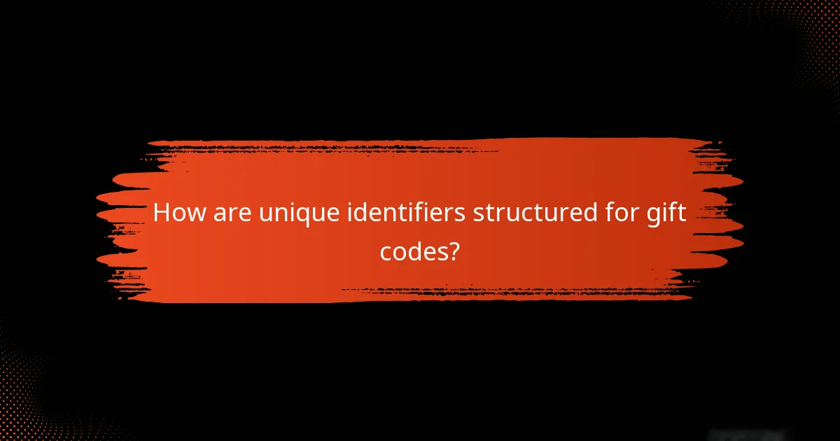 How are unique identifiers structured for gift codes?