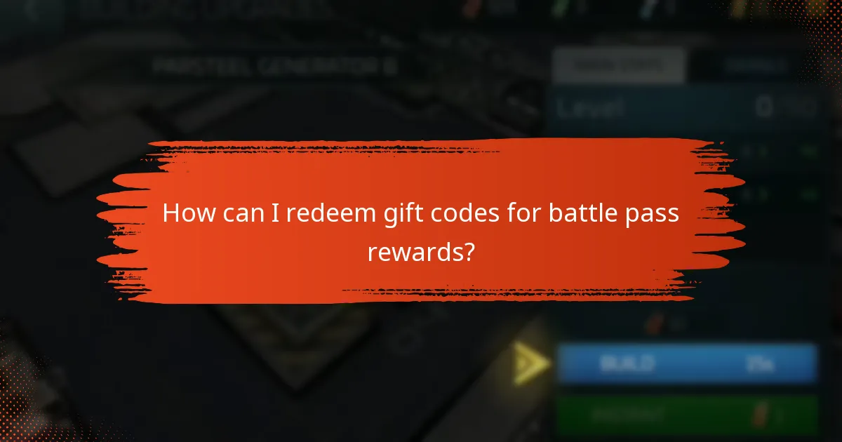 How can I redeem gift codes for battle pass rewards?